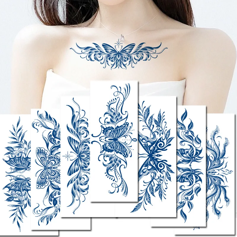 

Herbal Juice Tattoo Butterfly Wreath Abdominal Waist Collarbone Arm Semi-permanent Waterproof Sweatproof Fake Tattoo
