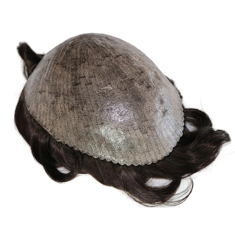 Human Hair Toupee 25mm Curly Natural Hairline Super Durable Thin Skin Wig Full PU Wave Men's Prosthesis Hairpiece Unit