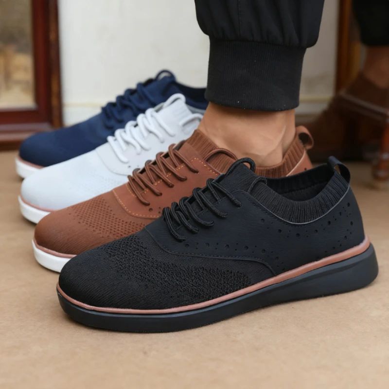 Hot Selling Bestseller Men's Shoes Casual Mesh Brogue Sneakers Minimalist Zero Drop Breathable Walking Shoes Chaussure De Sport