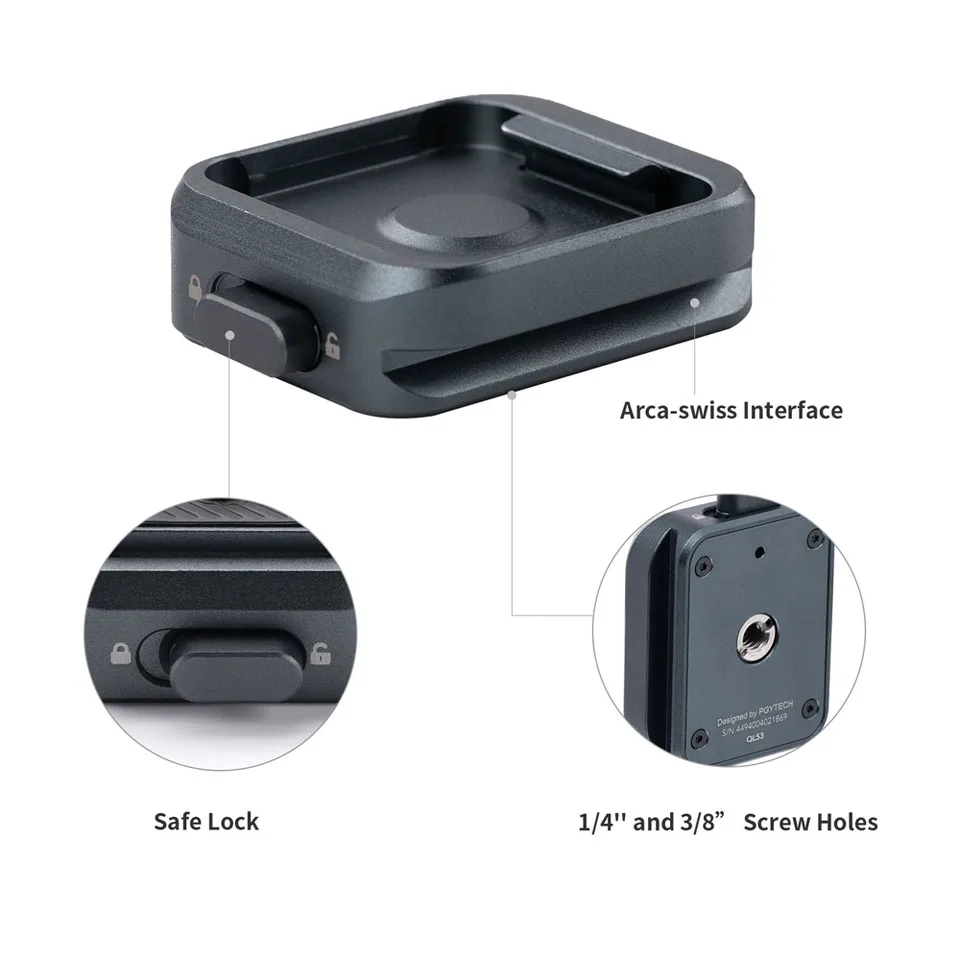 PGYTECH Quick Release Plate Adapter with Arca Swiss Clamp