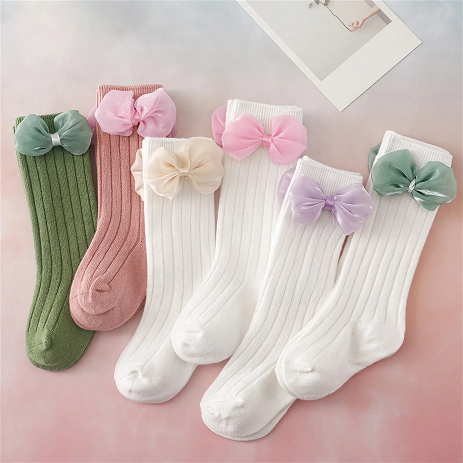 

Baby Socks for Girls Toddler Sweet Bowknot Anti-Skid Cute Mid-Calf Socks Fall Winter Warm Kids Socks