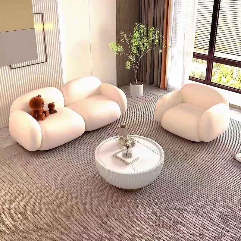 

Диван для гостиной в нордическом простом современном стиле, мягкий и удобный диван тофу из французской ткани в стиле интернет-знаменитостей