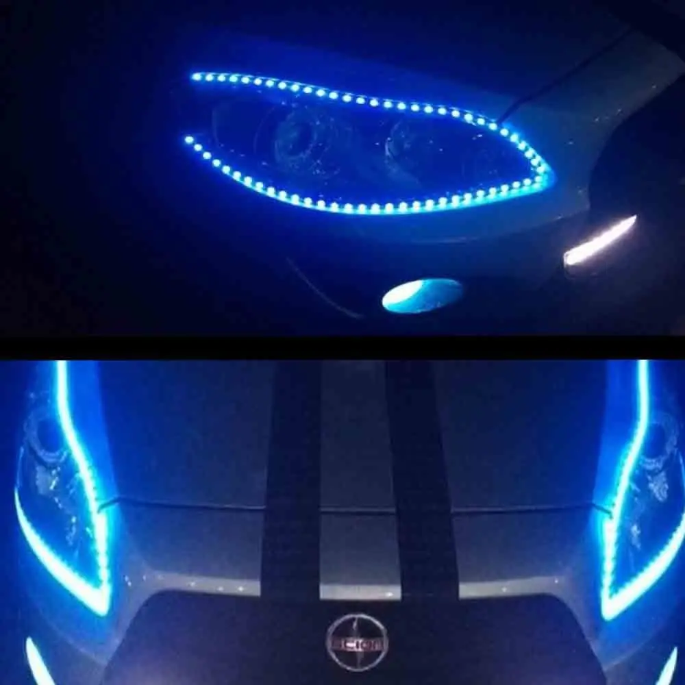 Motorcycle Led Lights Led Lamp Strip Motorcycle Accessories Car Led Lights 12V Car Motors Decor Lamp 4PCs Waterproof 15 LEDs 30cm LED BLUE Color