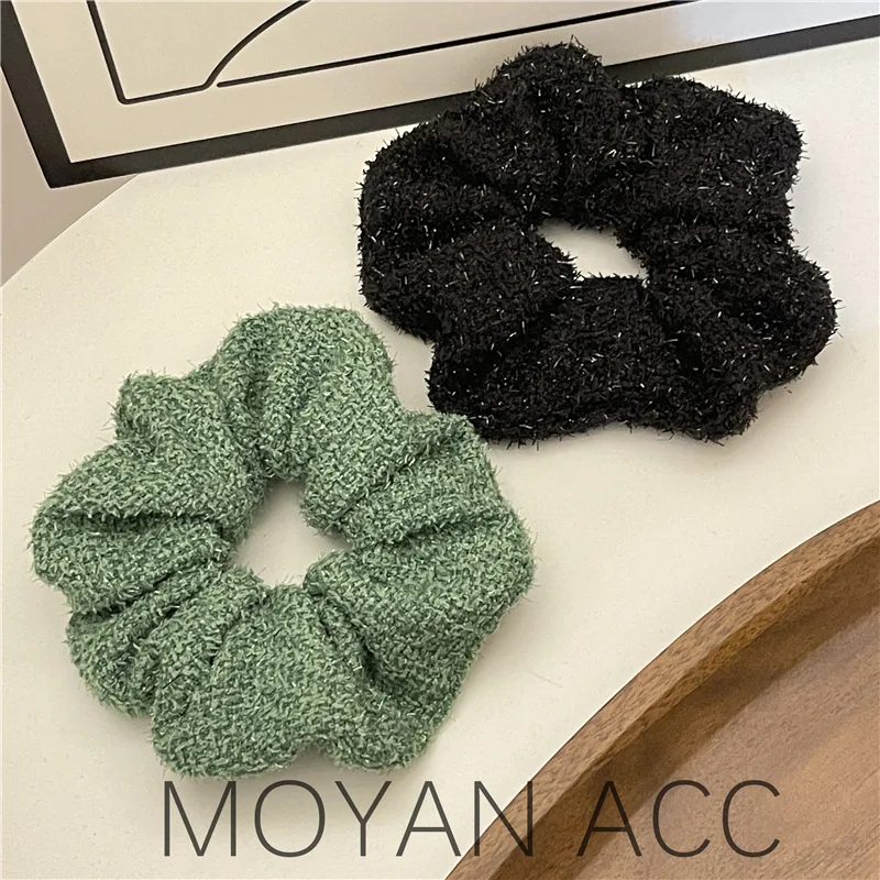 French Laziness Elegant Knitted Large Intestine Hair Ring Headdress Flower Rough Rubber Band Comfortable All-Match Hair Ties Wom