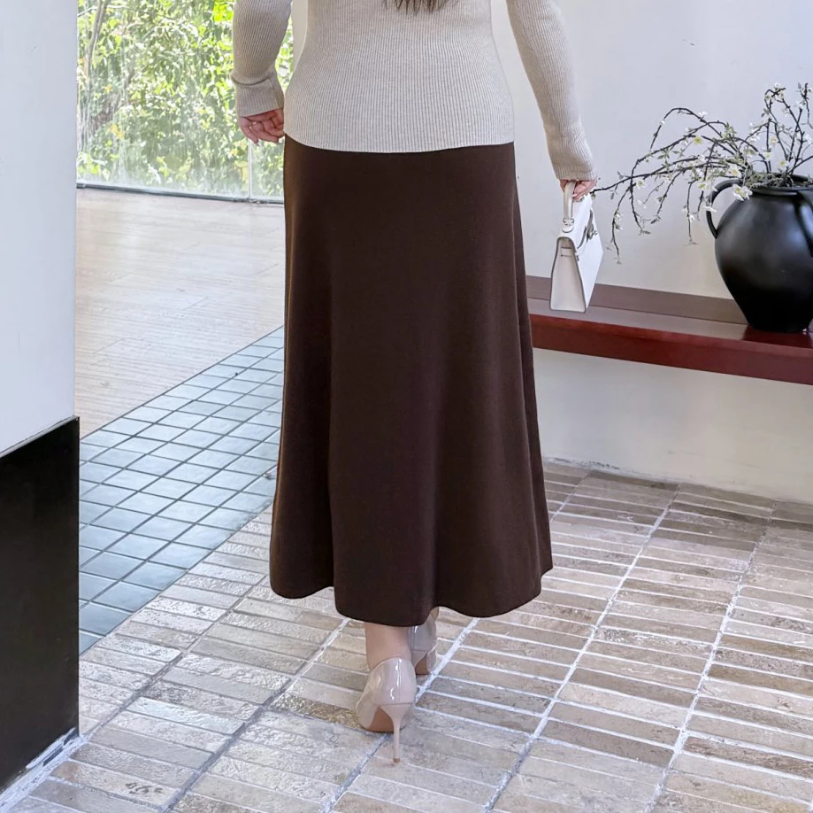 XXXL Fashion Plus Size Women's Skirt Premium A-line Knitted Bottoms French Professional Autumn And Winter 9414