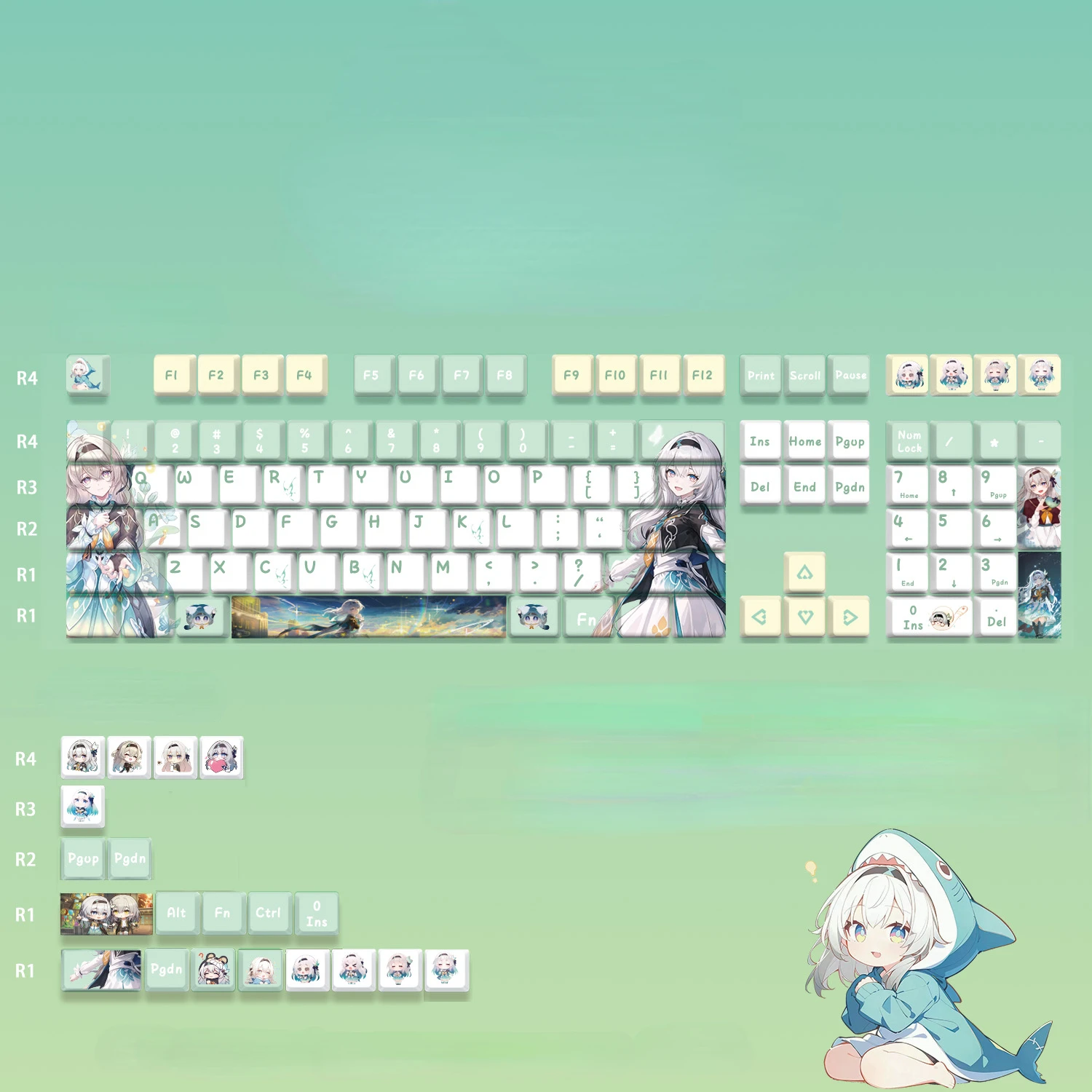 Firefly Honkai: Star Rail Pbt Keycaps Jogos de Anime Beauty Girl Key Caps Altura Cereja para Teclados Mecânicos Faça Você Mesmo 128 Teclas - Imagem 3