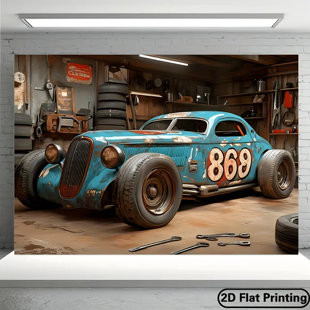 Car garage theme sofa background wall bedroom bedside decoration background birthday party layout photo studio photography props 1