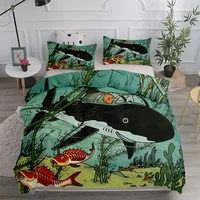 Tintin Adventure Tales Ensemble de housse de couette pour enfants King Queen Double Lit simple Ensemble de linge de lit 5
