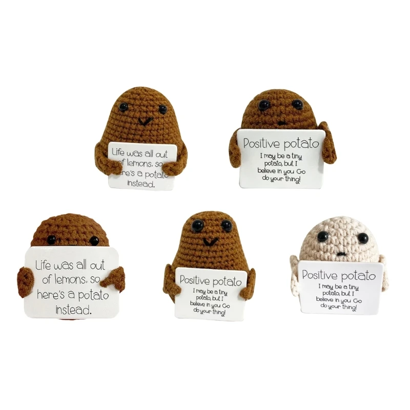 Knitting Potatodoll Funny Positive Potato Creativepocket Inspirational Potato Toy Con Carta Di Affermazione Giocattolo