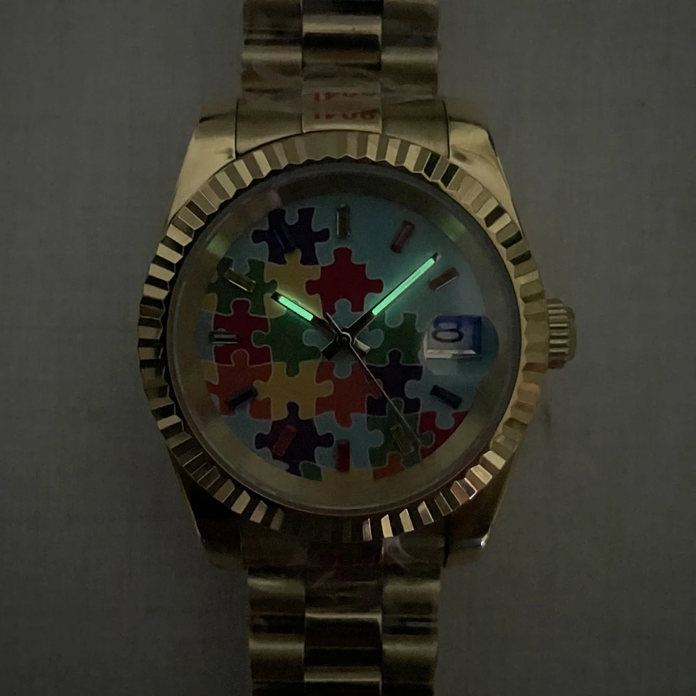 MINUTESECOND Puzzle Golden NH35 Watch Sapphire Crystal