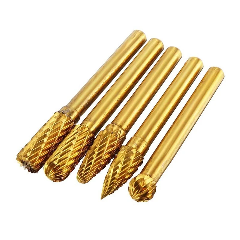 Wood Boring Machinery 5 Pcs 6X8mm Tungsten Steel Grinding Head Rotary Burrs Bits for Woodworking Drilling Metal Craving Engraving Polishing Wood Boring Machinery