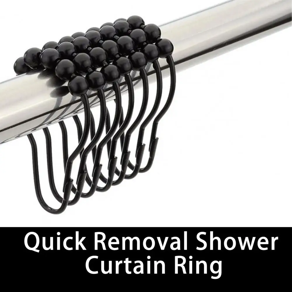 10PcsCurtainHookStrongLoadbearingFixationMetal5BeadsShower