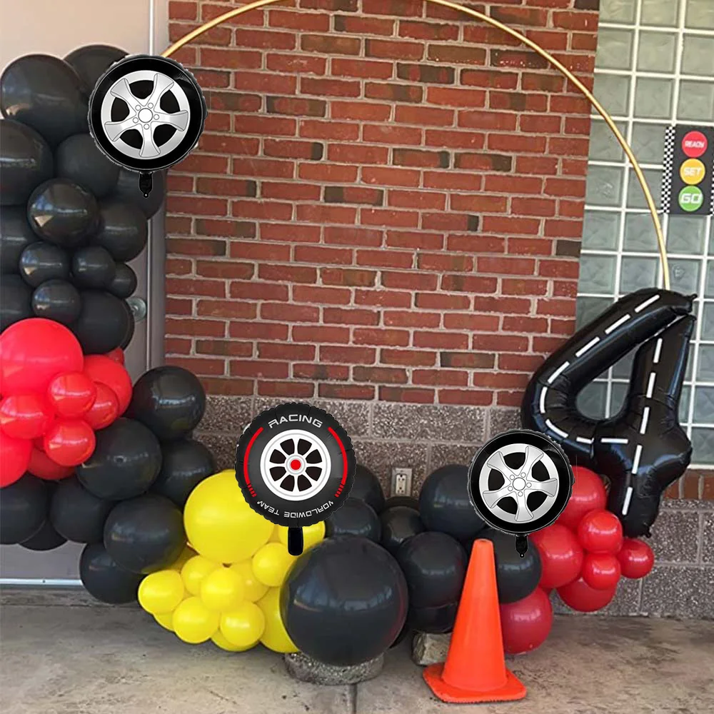 40'' Number Race Car Balloon Racetrack Balloon Truck Bike Wheels Tire Racing Car Theme Party Supplies Boys Birthday Party Favor