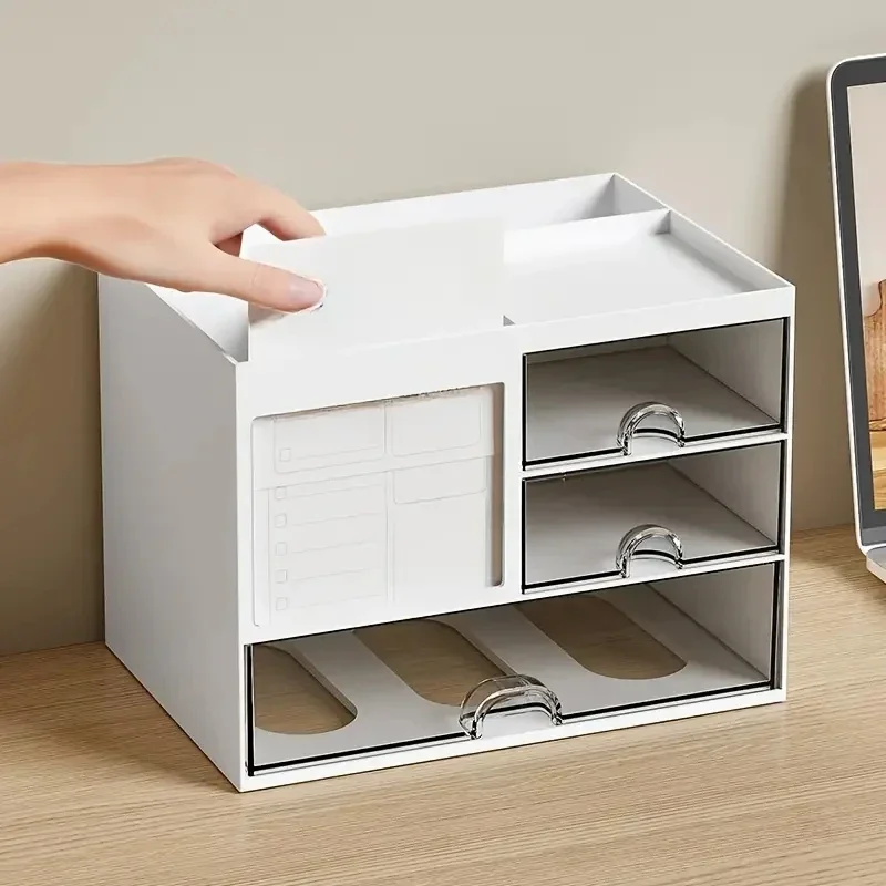 Desktop Simple Drawer Desk Organizer Large Capacity Organizers Office Accessories Pen Holder Storage Box Stationery School