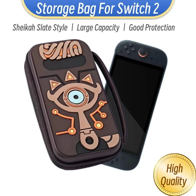 Estojo de Transporte para Switch 2, Design Sheikah Slate com 12 Compartimentos para Cartões de Jogo, Bolsa de Armazenamento Portátil e Leve