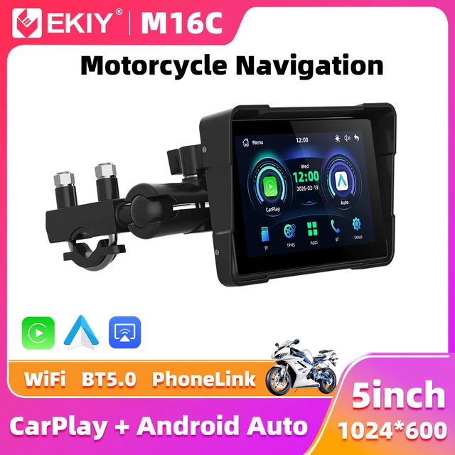 EKIY 5.0 inch Wireless CarPlay Moto Android Auto Portable Digital Motorcycle Dashboard GPS Navigation Display Screen Monitor