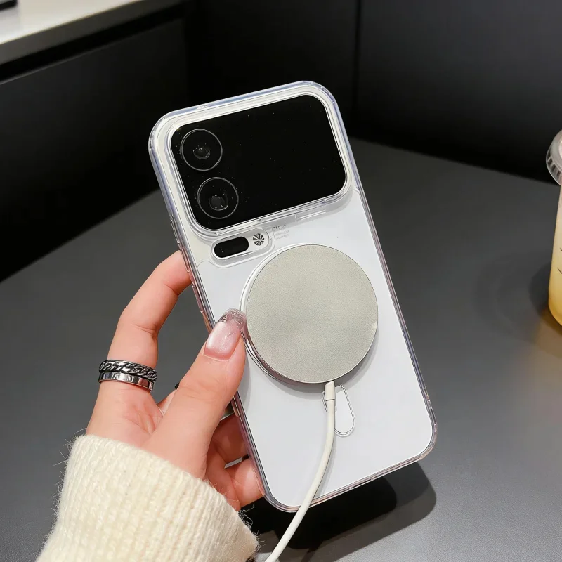 Magnetic Clear Shockproof Phone Case with Wireless Charging Compatibility