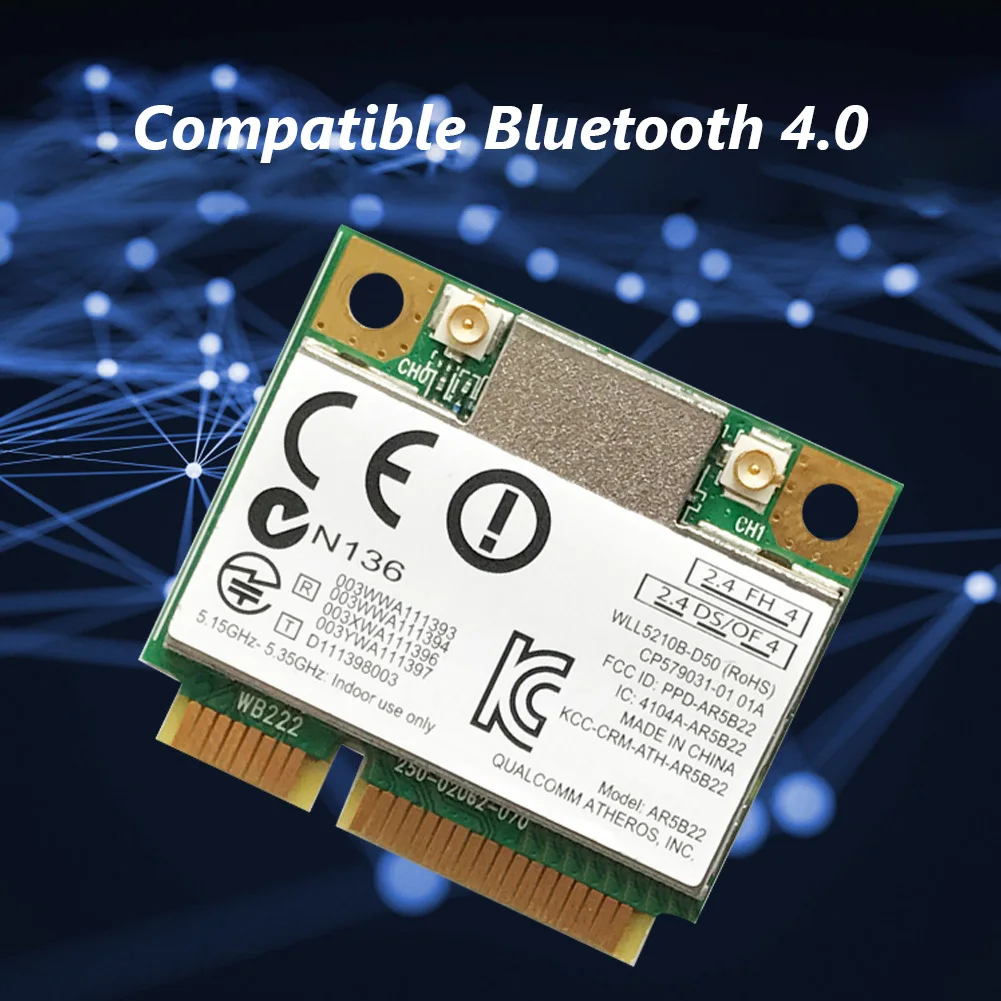 300Mbps Mini PCI E Wireless Adapter 2.4G/5G Dual Band Bluetooth