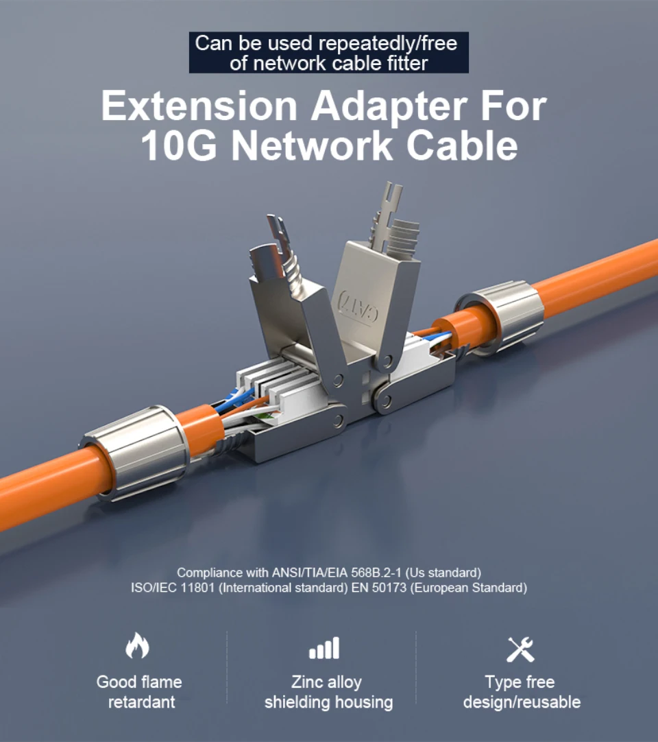 onti cabo extensor caixa de conexão do adaptador de junção conector de extensão de cabo lan blindado completo toolless