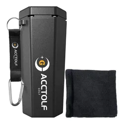 Portable Golf Ball Washer with Towel - Reusable Cart Holder & Cleaner Accessories Gift Set (Black)