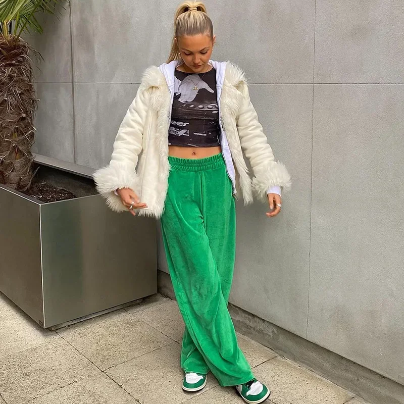 Women's Harlan wide-leg pants 2021 new autumn fashion street fashion people loose solid color casual pants women trousers