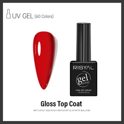 15ml Neon Gel Nail Polish Set - Vibrant Multi - Color Collection (Gloss Top Coat)