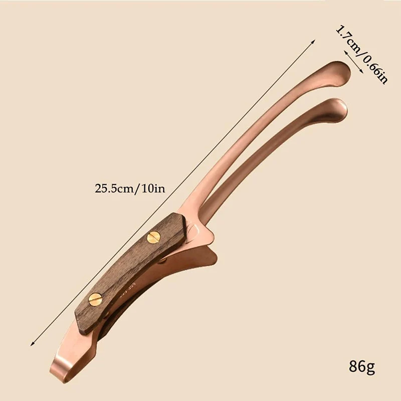 Food Tong Heat Insulated Anti-Scalding Grill Meat Clip Easy To Clean Wooden Handle Stainless Steel Tea Clamp BBQ Tool