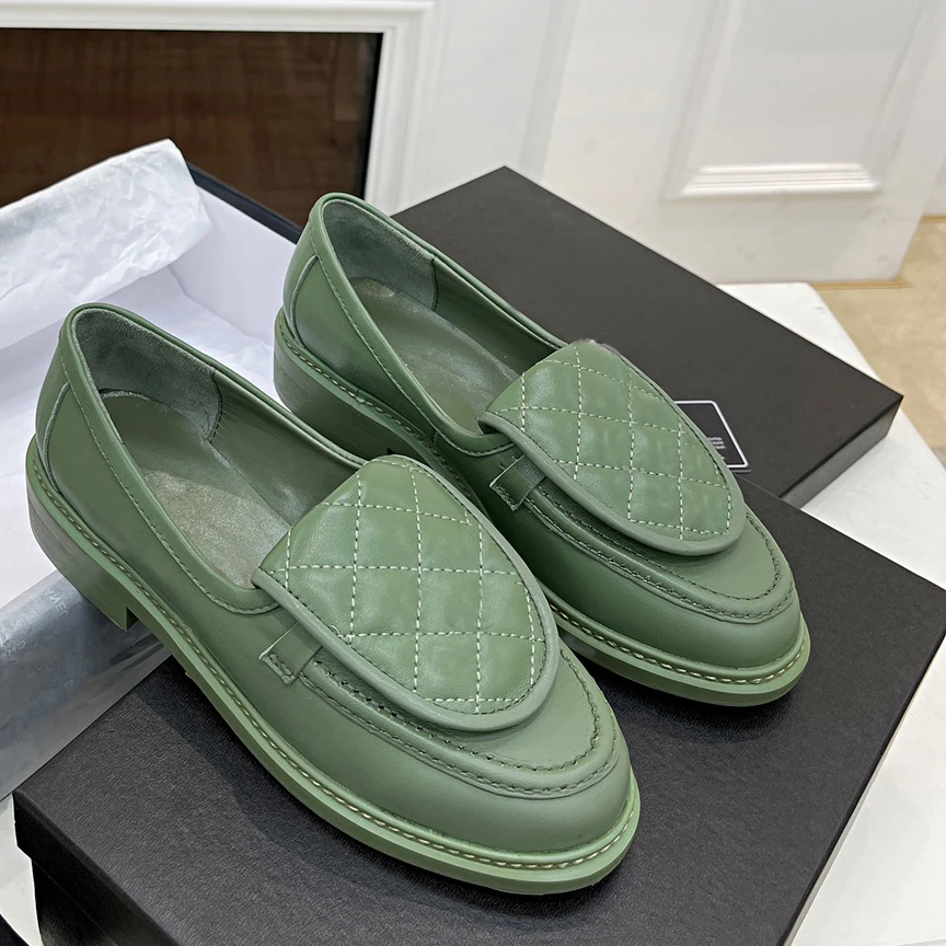 Shoes For Women 2023 Genuine Leather Slip-On Women's Shoes for Round Toe Classic Ladies Shoes Comfortable Flat Bottomed Loafers