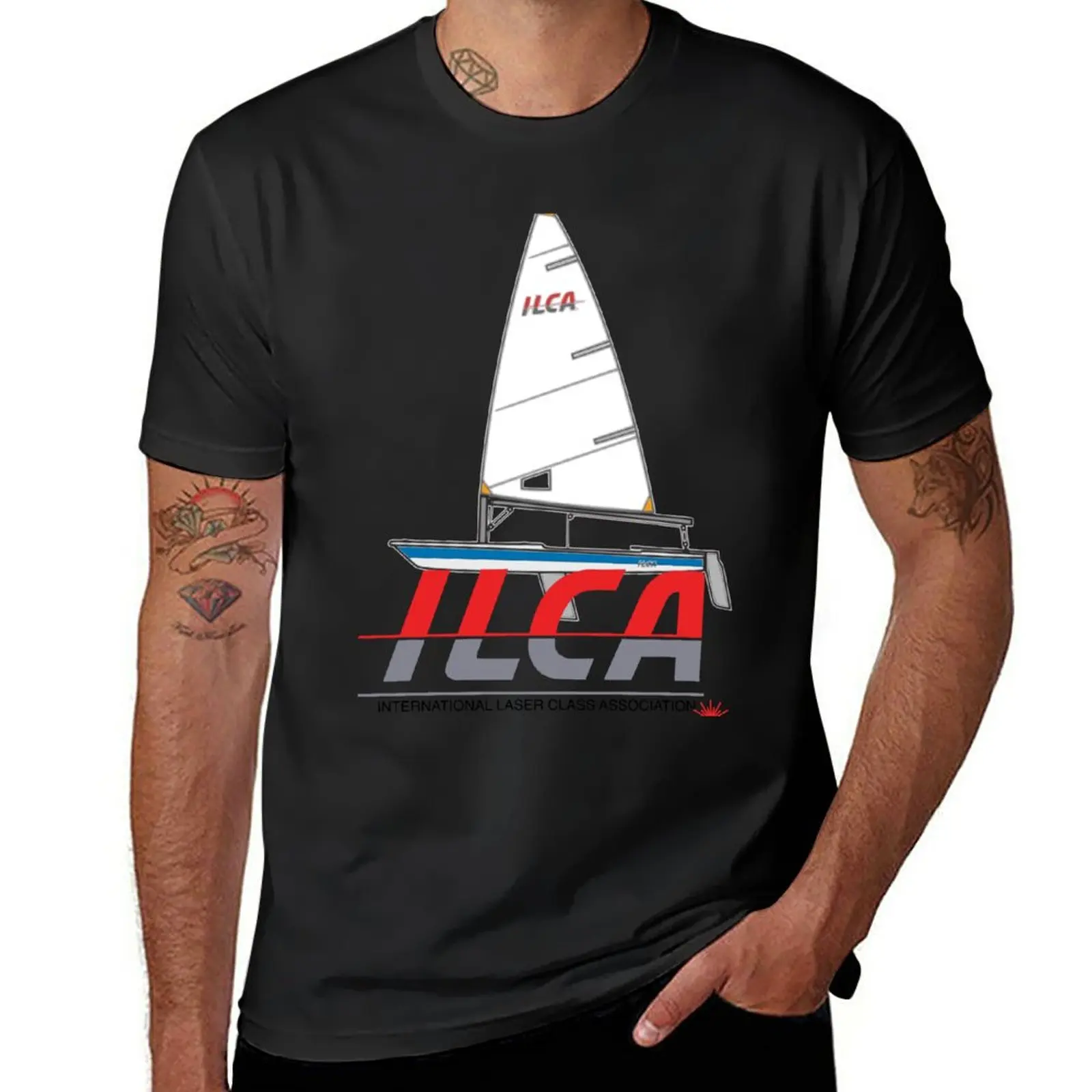 Nuovo Bestseller-Barca A Vela Laser Su Ilca Logo-Maglietta Da Pranzo A Vela Laser Maglietta Grafica Magliette Per Uomo Grafica