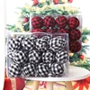 24pcs Christmas Plaid Ball Christmas Tree Ornaments Plaid Fabric Christmas Balls Xmas Hanging Tree Pendants Noel Navidad 2024 2