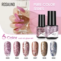 ROSALIND Purple Cat Eye Nail Gel Polish Semi Permanent Hybrid Varnish Kit Manicure Need Base Top Nail Art Nail Gel Polish Set 2
