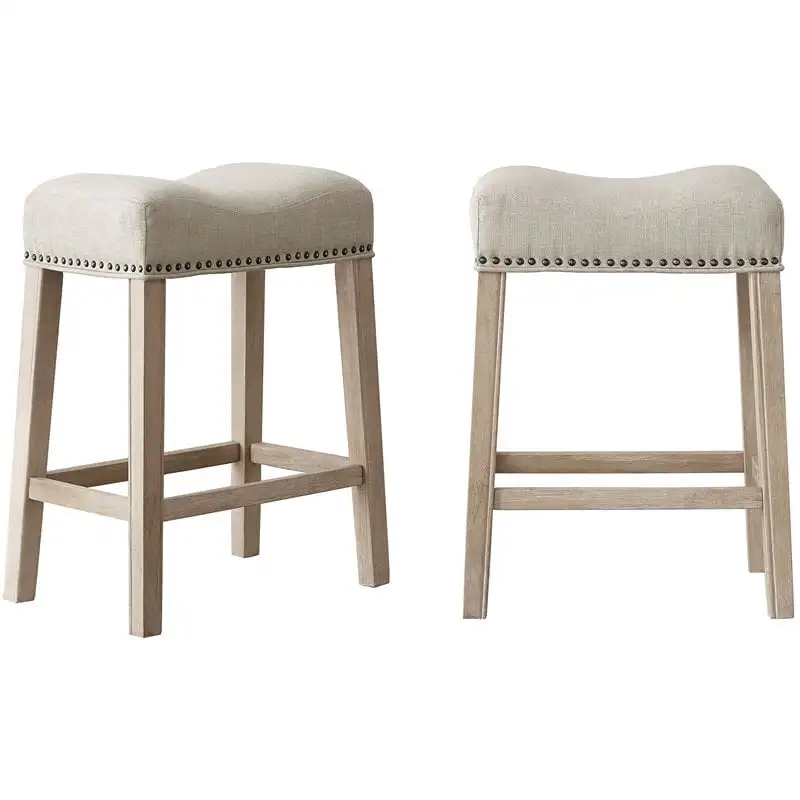 

Roundhill Furniture 25.5" CoCo Counter Height Upholstered Stool, Tan, Set of 2