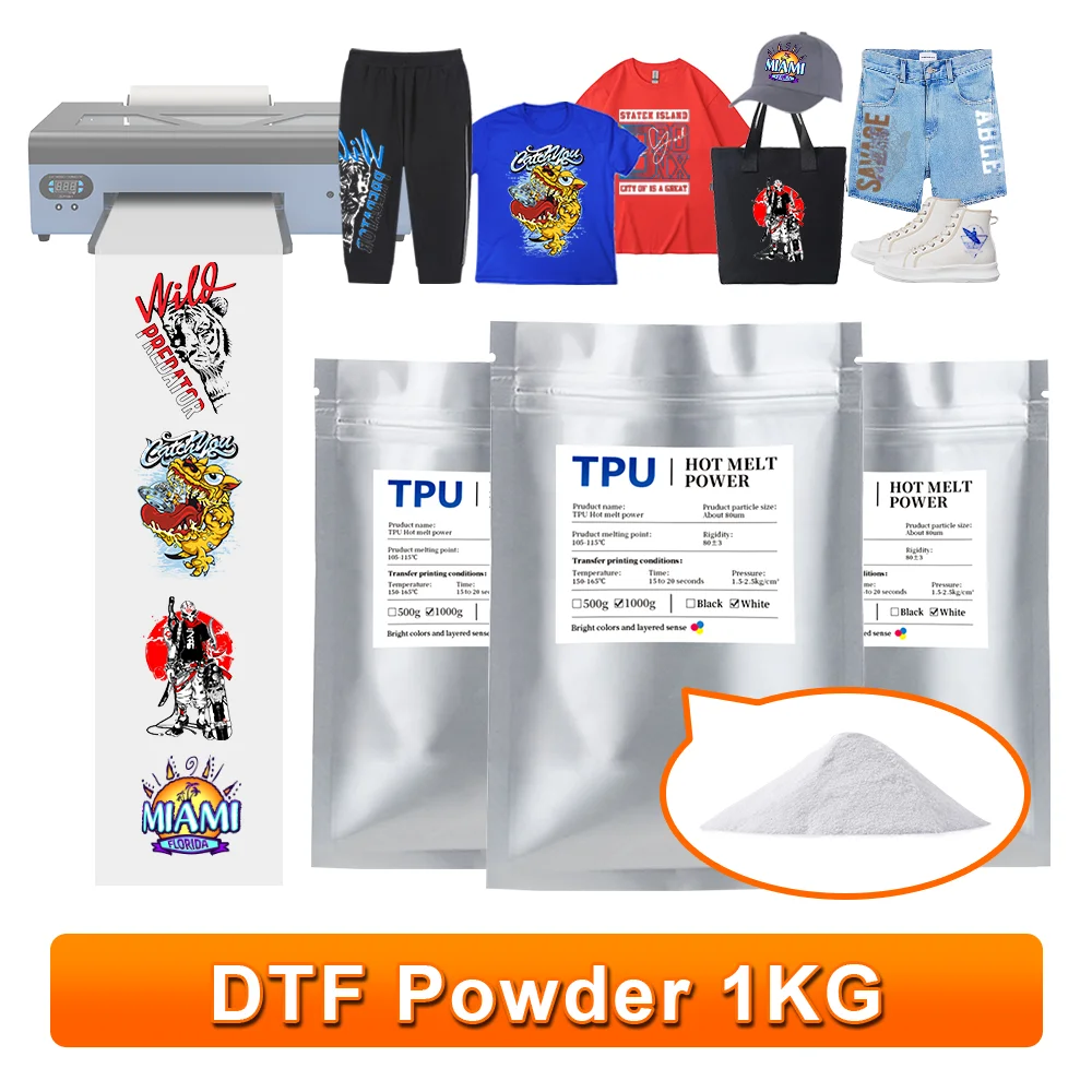 

1KG DTF Powder For DTF Printing Machine Printing DTF Ink Print PET Film Printing Transfer To Cloth Fabrics 1000g DTF Powder