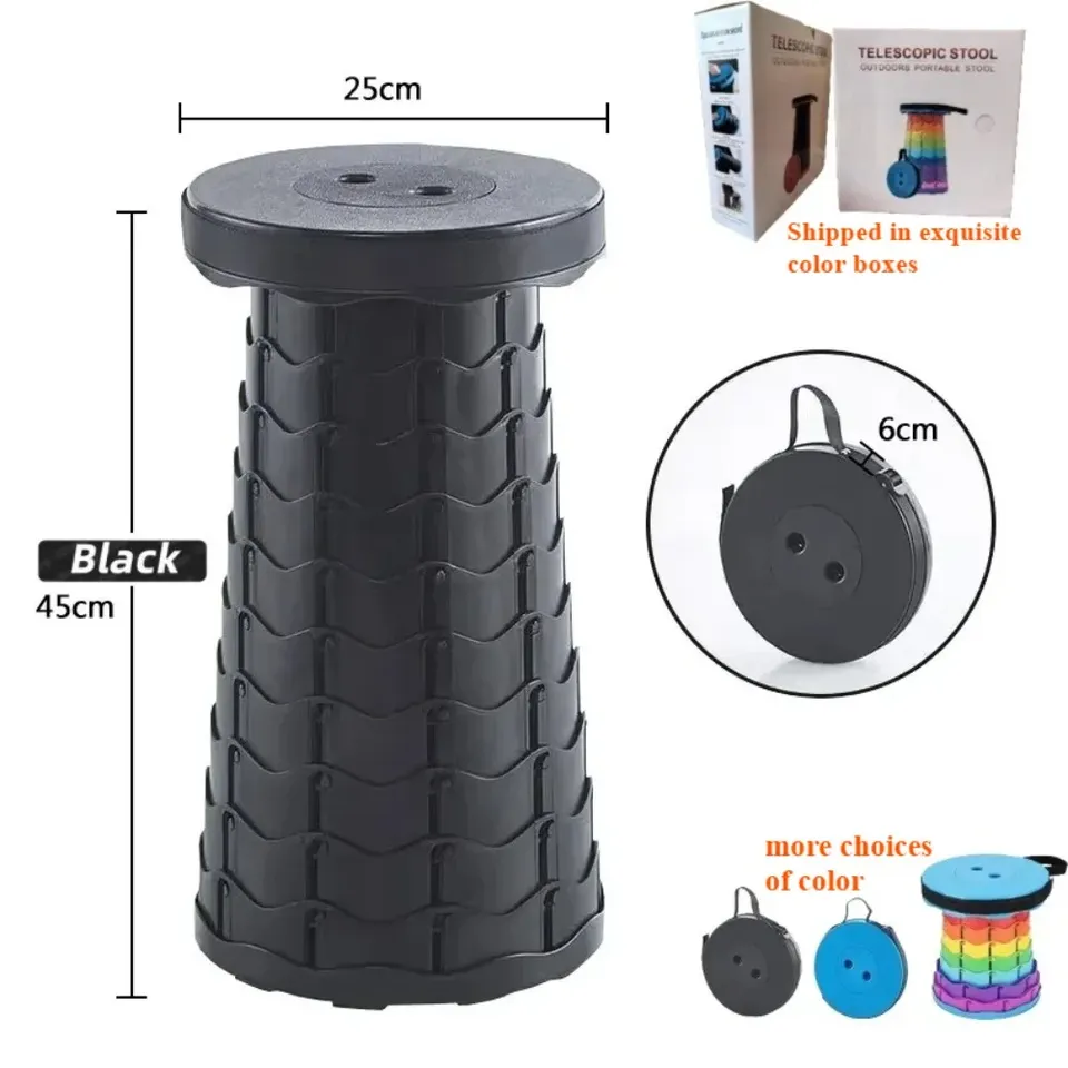 Fishing Stool, Folding and Telescopic Stool, Outdoor Camping Stall Stool, Adjustable Plastic Portable Telescopic Stool Camping