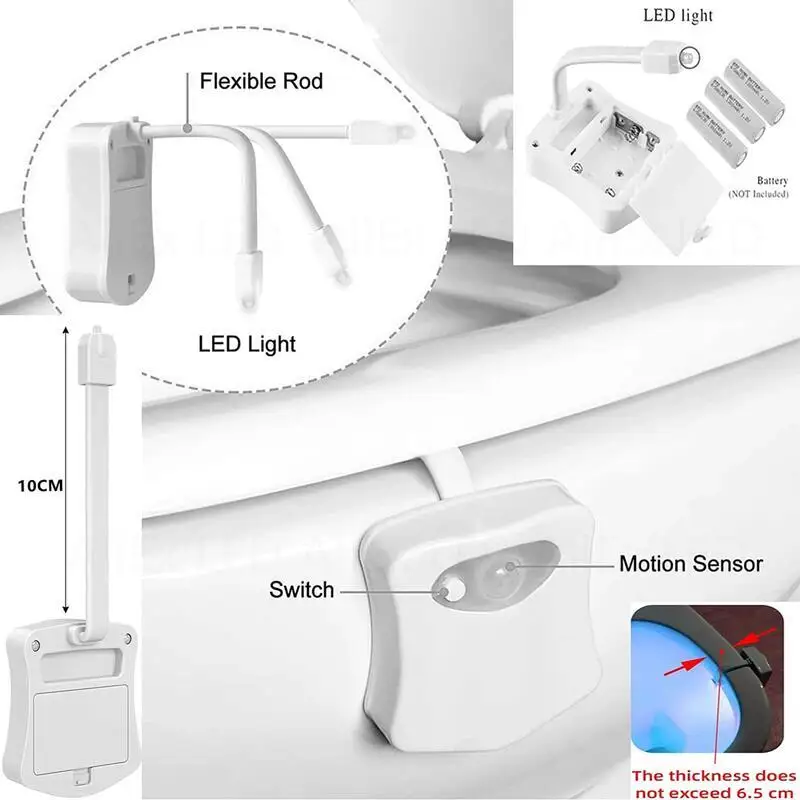 Smart PIR Motion Sensor Toilet Seat Night Light - Zas Hernandez Tech Shop