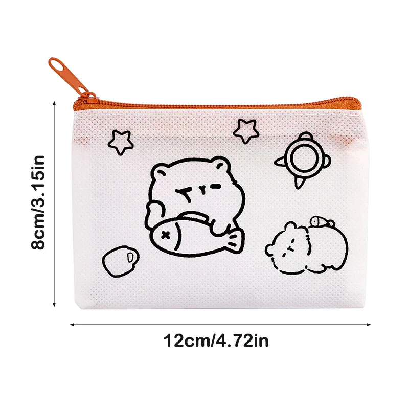 5Pcs Cute Cartoon Capybara Painting Graffiti Coin Bag Pencil Storage Bag Non-woven Painting Pen Bag Kid DIY Art Toys