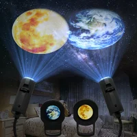 3D Moon Earth Night Light Projector Kids Cute Bedroom Background Wall Decor Projectors USB Plug Car Roof Decor Atmosphere Lamp 1