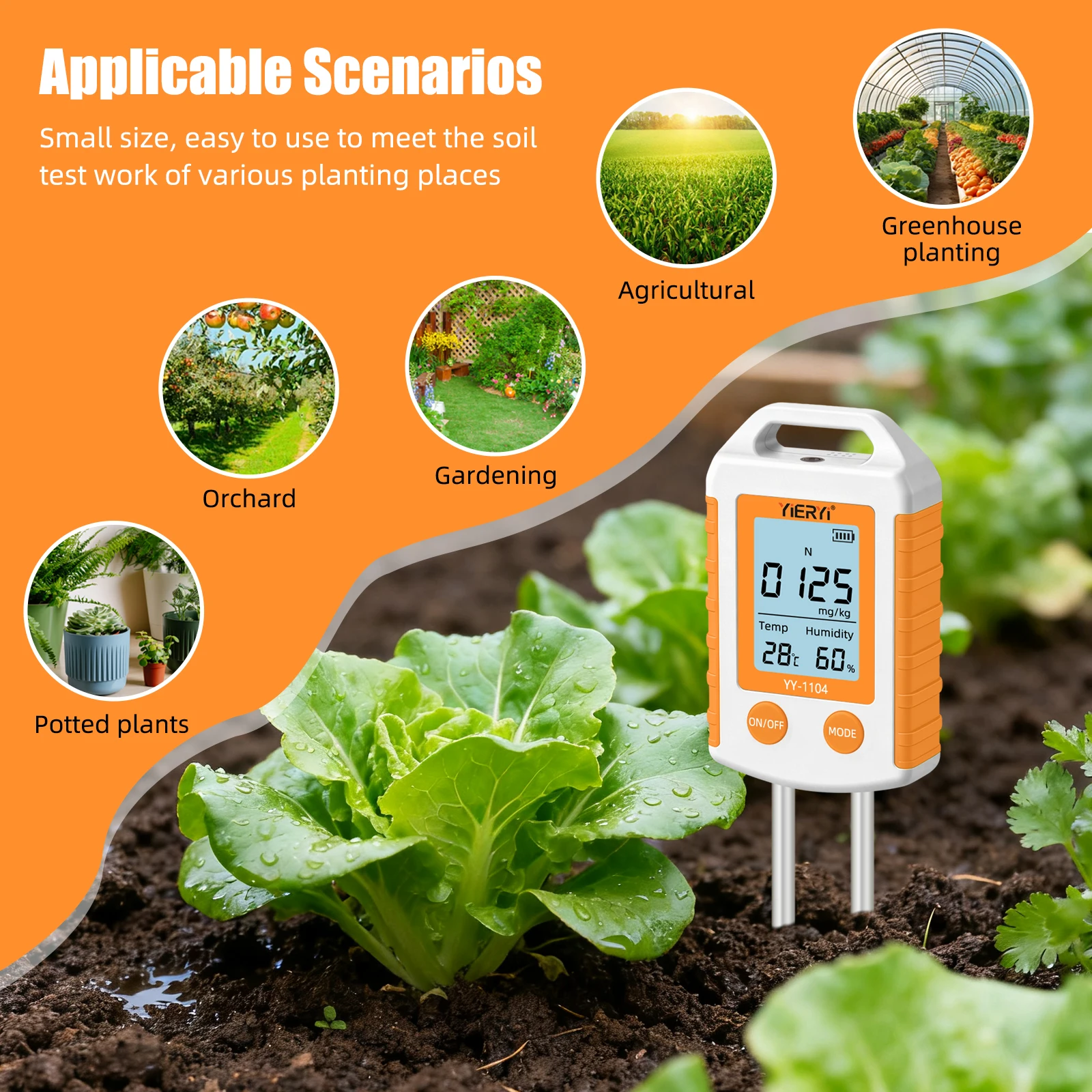 6 in 1 Soil Tester NPK Nutrient Meter Digital Soil Fertility Humidity Temperatur