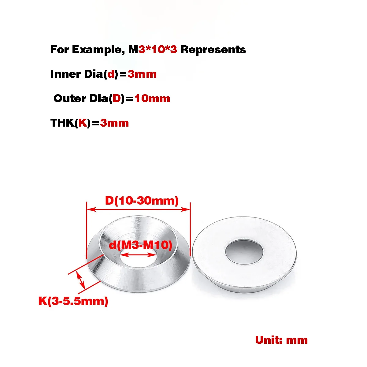 

304 Stainless Steel Countersunk Head Gasket /Concave Convex Gasket/Fish Eye Gasket M4-M10