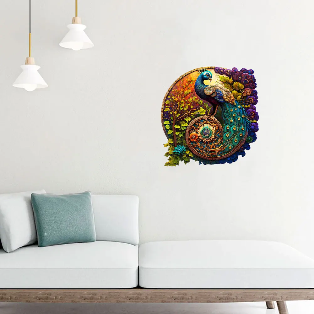 Peacock Disk Wooden Puzzle Personalized 3D Puzzle Adult Children's Gift Education Children's Toy Game