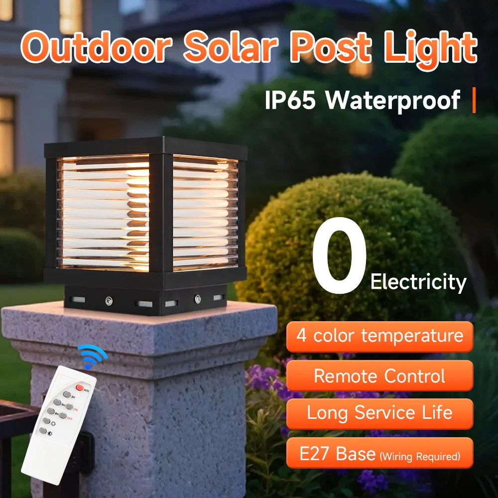 LED Solar Pillar Light solar power supply And indoor electricity connection Garden Sunlight for Fence Pathway Outdoor Decor Lamp