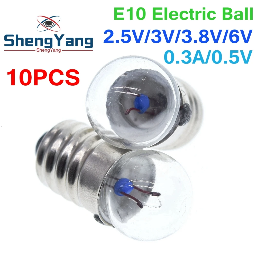 TZT 10pcs Student Electrical Experimental Physics Class Used 0.3A 0.5A 1.5V 2.5V 3.8V 6V Small Incandescent Bulbs