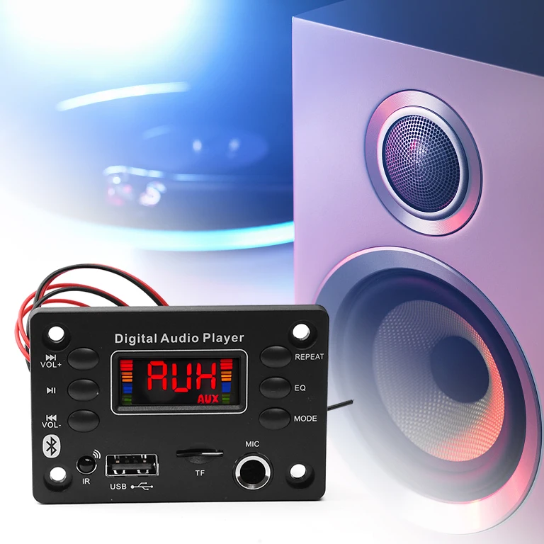 DC 7-16V Bluetooth 5.0 MP3 WMA WAV APE FLAC 디코딩 보드 2*25W 공방 모듈 차량용 오디오 마이크 음악 플레이어 스피커 라디오