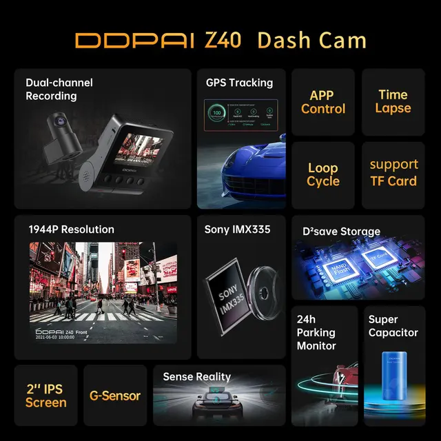 Ddpai Z40 Dash Cam Dual Car Camera Recorder Sony Imx335 1944p Hd Video Gps  Tracking 360 Rotation Wifi Dvr 24h Parking Protector - Dvr/dash Camera -  AliExpress