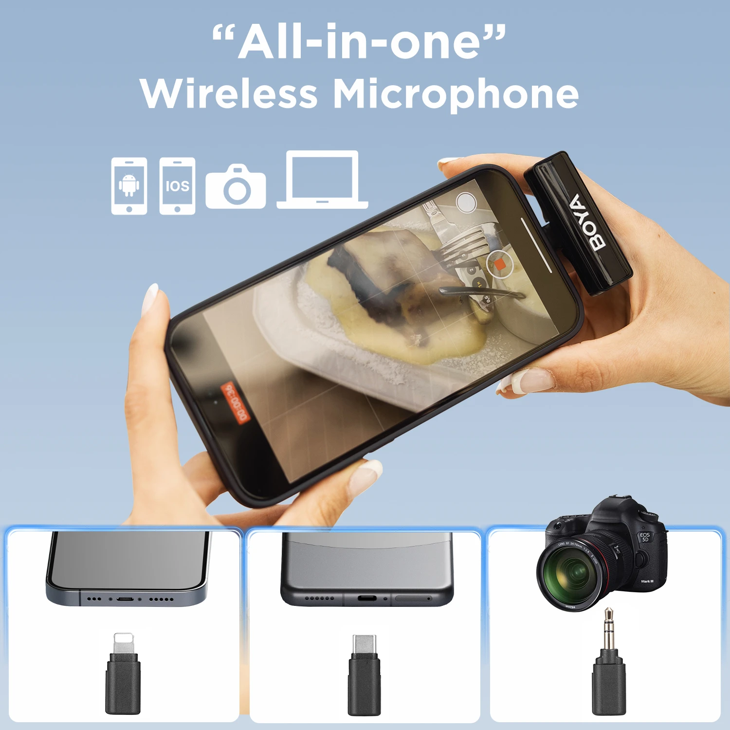 BOYA BOYALINK 2 Wireless Lavalier Microphone for iPhone Android