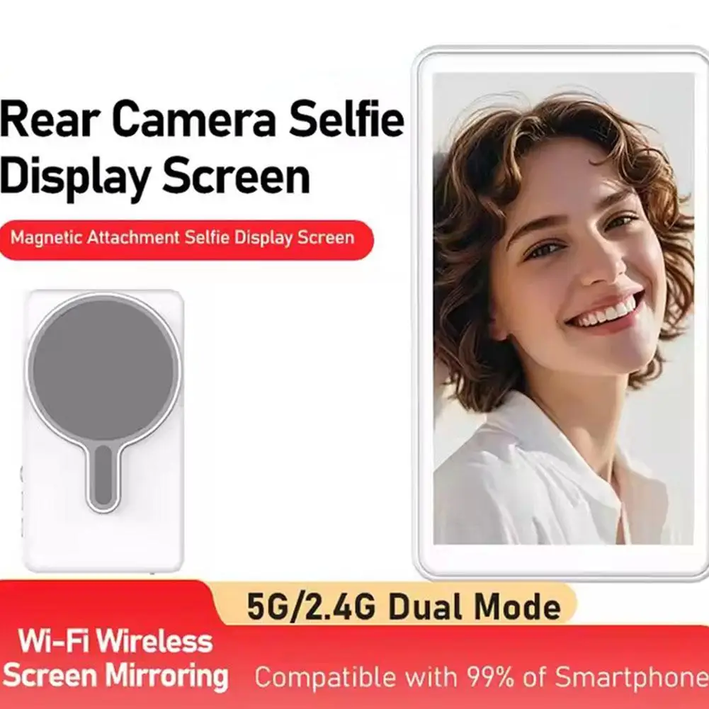 Smartphone Wireless Magnetic Selfie Monitor Screen WiFi 2.4G/5G Dual Mode For Mobile Phone Live Stream Video Recording smartphone selfie monitor