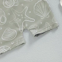 Kids Baby Boys Summer Swimwear Toddler Beach Swimming Suit Casual Cute Sea Element Prints Zipper Short Sleeve Monokini Swimsuit 6