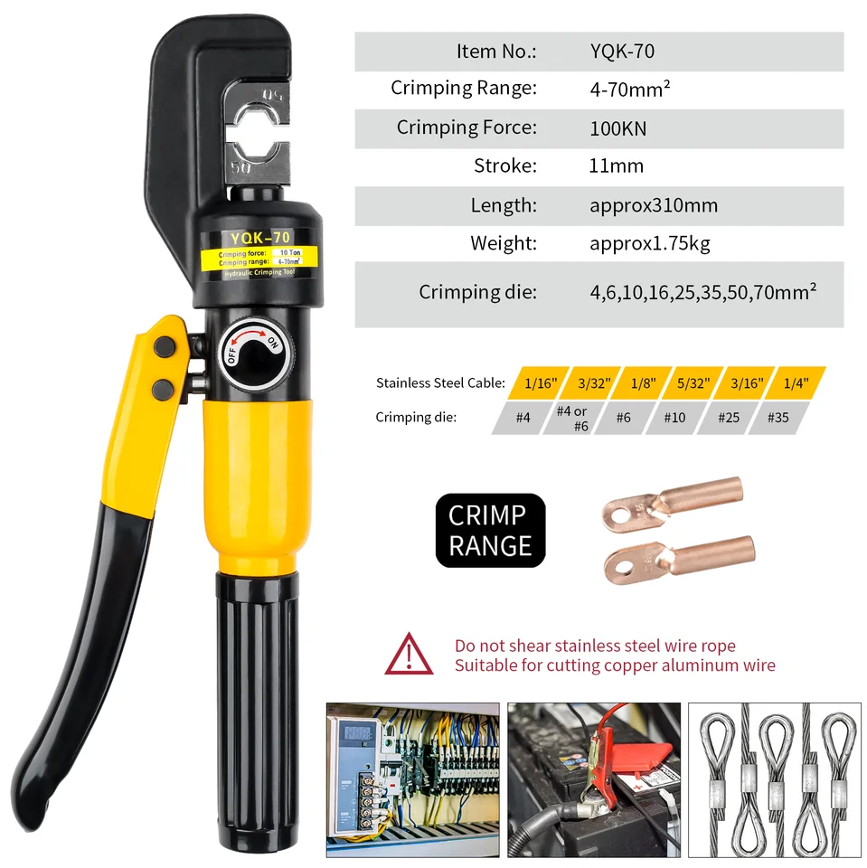 4-70mm² Hand Operated Hydraulic Crimping Tool for Cable Lugs Home