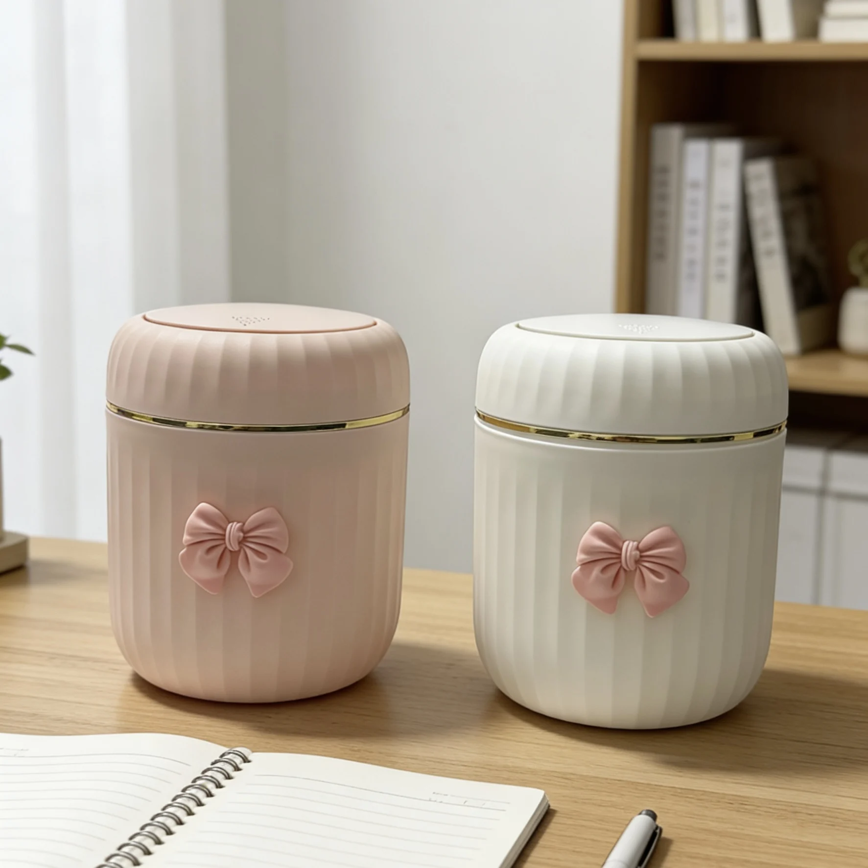 뚜껑이 있는 휴대용 탁상용 수납함, 무전원 미니 쓰레기통, 사무실, 가정, 방에 적합