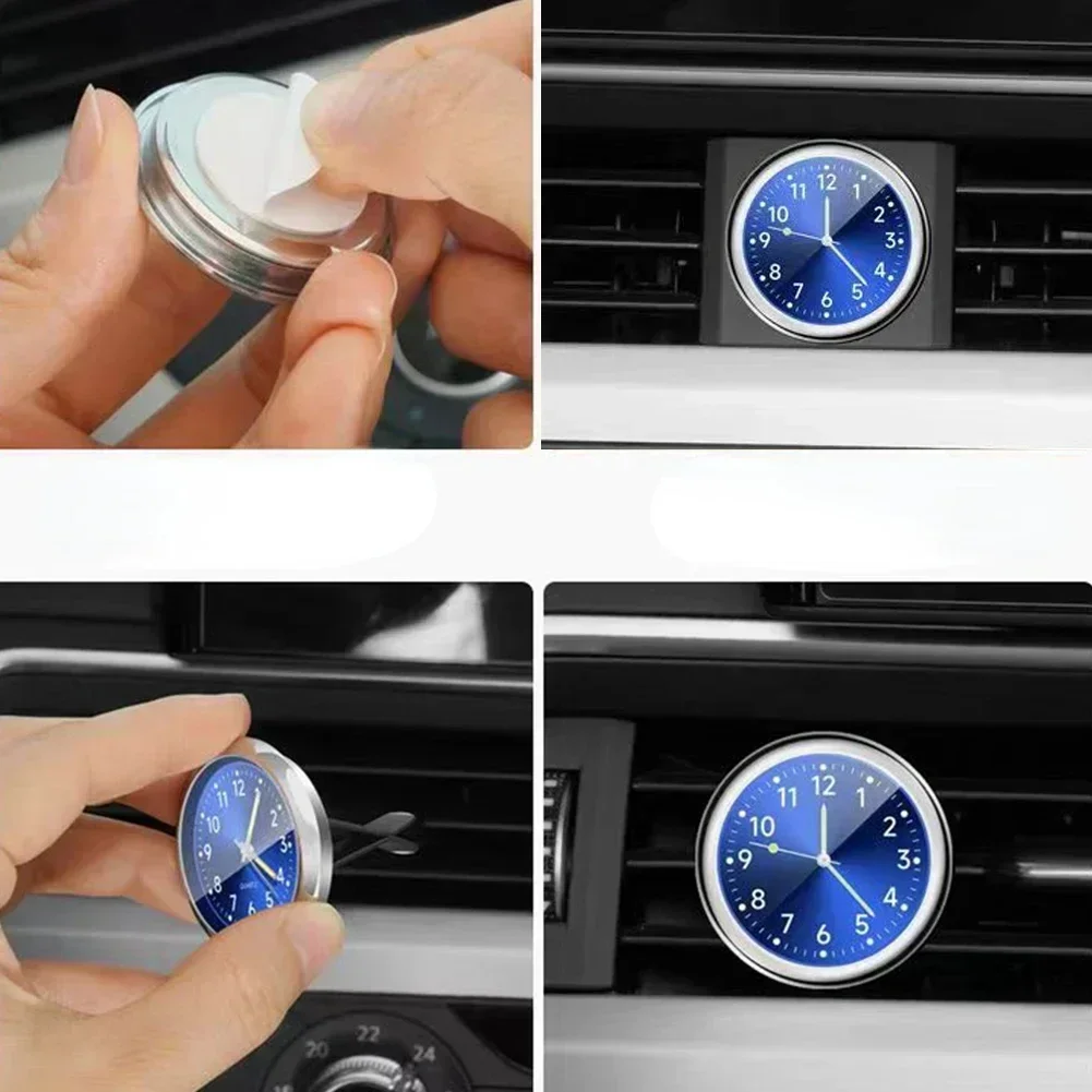 1pc Mini Car Clock Luminous Automobiles Internal Stick-On Quartz White 40mm Clocks Auto Watch Ornament Mechanics Digital Bl W8I4